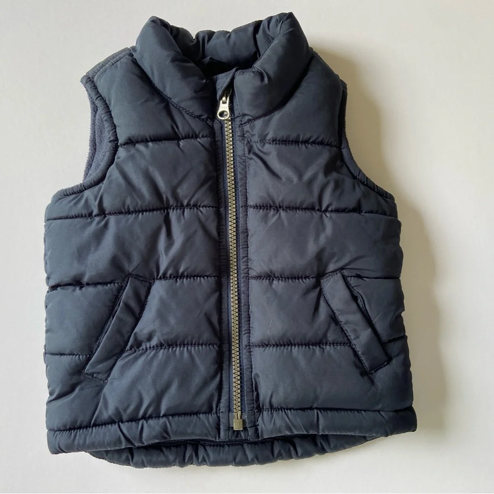 Old Navy Toddler Frost Free Puffy Vest Navy Blue 12-18m